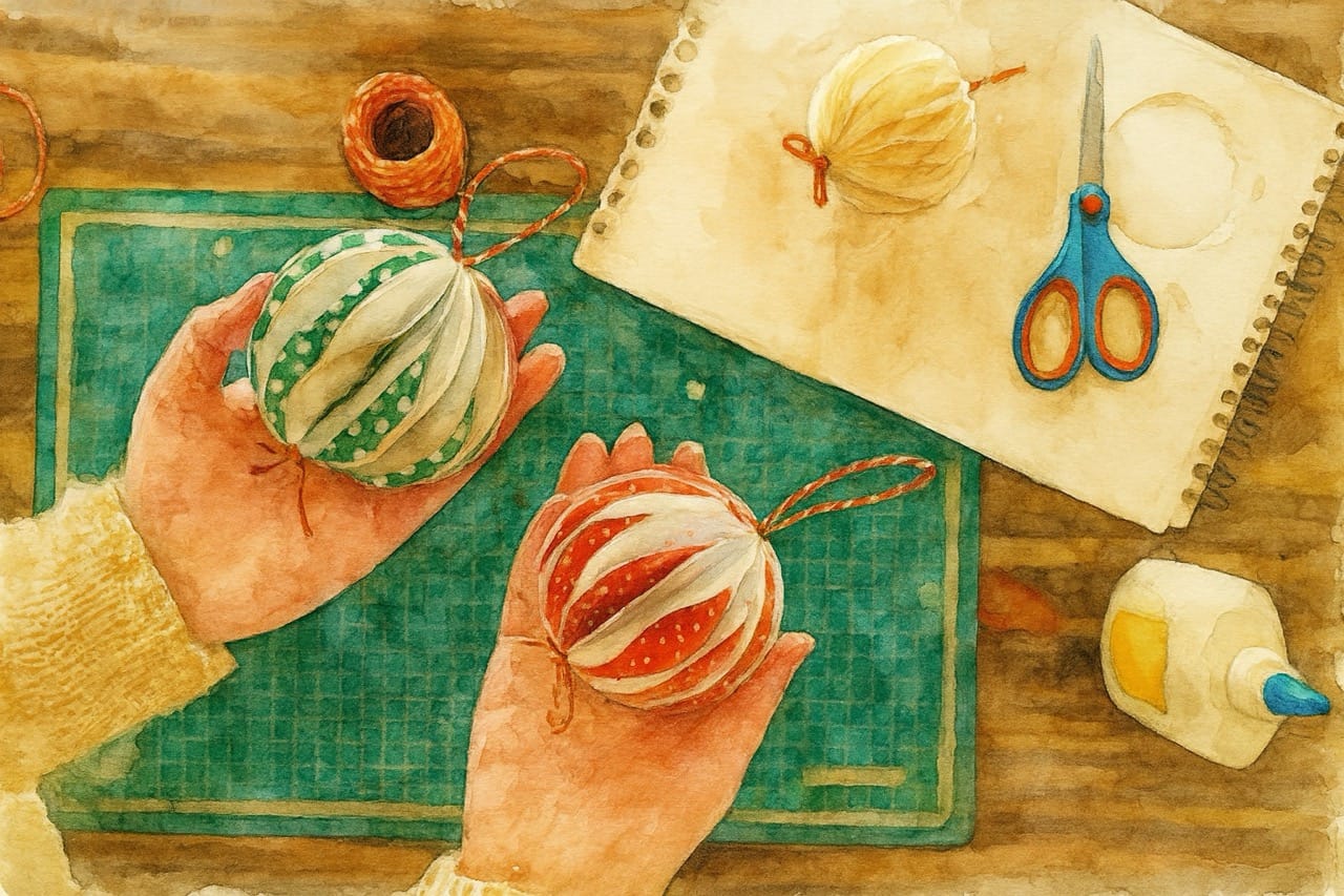 Aprenda a criar uma bola com efeitos de cartolina para a decoração de Natal